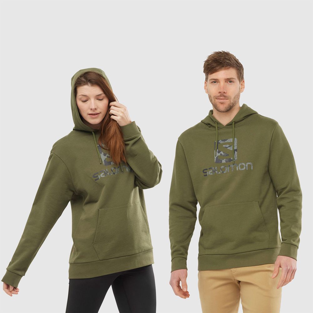 SALOMON OUTLIFE LOGO SUMMER Philippines - Men's Hoodie - Olive | 176482-TFP